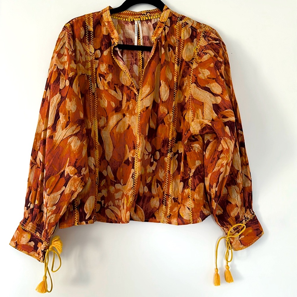By anthropologie tassel stitched blouse, M NWOT